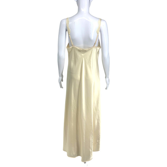 Vintage Victoria Secret Sz M/L Ivory Satin Peignoir Set Full Length Robe & Gown - Picture 7 of 11